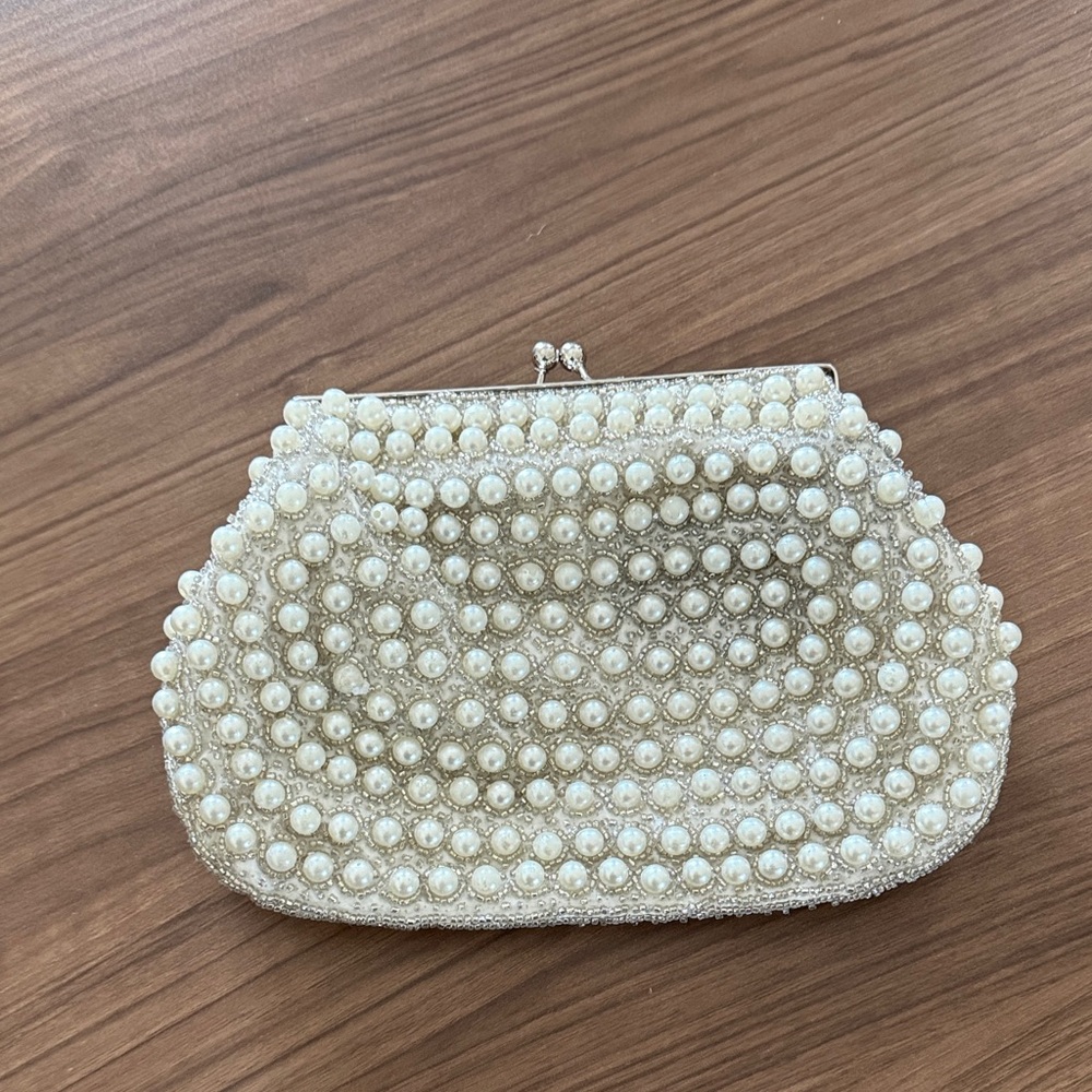 Elegant Pearl-Embellished Clutch